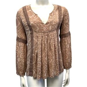 O'Neill Boho Long Sleeve Blouse with Pleated Style and V-Neckline.